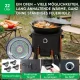 Utschak Feuerofen Ø 49 cm + Gusseisen-Kasan 22 L, runder Boden + Küchenzubehör, Usbekischer Kochtopf aus Gusseisen