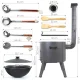 Набор - Печь - КазаноFF, 22 литра, Ø 49 см + казан чугунный, плоское дно, 22 л, Ø 52,7 см + термометр + шумовка: 3 шт. + поварёшка + ложка + лопатка
