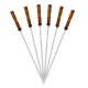 Set Grillspieße mit Holzgriff, Edelstahl, 600 x 12 x 2 mm, 6 Stück