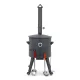 Utschak Feuerofen Ø 44 cm + Gusseisen-Kasan 16 l, Ø 46,5 cm, runder Boden + Küchenzubehör, Usbekischer Kochtopf aus Gusseisen