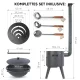 Utschak Feuerofen Ø 40 cm + Gusseisen-Kasan 12 L, runder Boden + Küchenzubehör, Usbekischer Kochtopf aus Gusseisen
