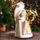 Figur - Weihnachtsmann im goldenen Pelzmantel, mit Stab, 50 cm