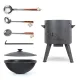 Set - Feuerofen - KasanoFF, 16 Liter, Ø 44 cm + Gusseisenkessel, flacher Boden, Ø 46,5 cm, 16 l + Schaumlöffel: 2 Stk. + Schöpfkelle