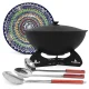 Kasan aus Gusseisen, Aluminiumdeckel, flacher Boden, 22 l, Ø 52,7 cm + Ständer + Lagan Ø 42 cm + Küchenzubehör