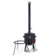 Utschak Feuerofen Ø 40 cm + Gusseisen-Kasan 12 L, flacher Boden + Küchenzubehör, Usbekischer Kochtopf aus Gusseisen