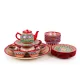 Сервиз чайный макси - Мехроб красный - MSV2 - RA - Риштанская керамика - 21 предмет