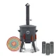 Utschak Feuerofen Ø 44 cm + Gusseisen-Kasan 16 l, Ø 46,5 cm, flacher Boden + Küchenzubehör, Usbekischer Kochtopf aus Gusseisen