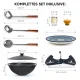 Kasan aus Gusseisen, Aluminiumdeckel, flacher Boden, Ø 46,5 cm, 16 l + Untersetzer + Lagan Ø 37 cm + Küchenzubehör