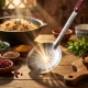 Шумовка узбекская для плова 48 см, с гравировкой - Огонь дает силу, шумовка — направление