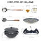 Kasan aus Gusseisen, Aluminiumdeckel, runder Boden, 22 l, Ø 52,7 + Ständer + Lagan Ø 42 cm + Küchenzubehör