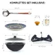 Kasan aus Gusseisen, Aluminiumdeckel, flacher Boden, 22 l, Ø 52,7 cm + Ständer + Lagan Ø 42 cm + Küchenzubehör