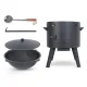 Набор: Печь учаг Ø 49 см, чугунный казан 22 л круглое дно, аксессуары