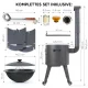 Набор - Учаг с трубой Ø 44 см + казан плоское дно, Ø 46,5 см, 16 л + термометр + ролики: 4 шт. + столик: 2 шт. + шумовка + ручка 