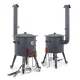 Utschak Feuerofen Ø 44 cm + Gusseisen-Kasan 16 l, Ø 46,5 cm, runder Boden + Küchenzubehör, Usbekischer Kochtopf aus Gusseisen