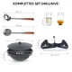 Kasan aus Gusseisen, Aluminiumdeckel, runder Boden, Ø 36,7 cm, 10 l + Untersetzer + Griff + Küchenzubehör