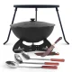 Kasan aus Gusseisen, Aluminiumdeckel, flacher Boden, Ø 46,5 cm, 16 l + Untersetzer + Dreibein + Küchenzubehör