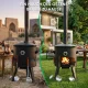 Utschak Feuerofen Ø 44 cm + Gusseisen-Kasan 16 l, Ø 46,5 cm, flacher Boden + Küchenzubehör, Usbekischer Kochtopf aus Gusseisen