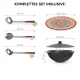 Utschak Feuerofen Ø 44 cm + Gusseisen-Kasan 16 l, Ø 46,5 cm, flacher Boden + Küchenzubehör, Usbekischer Kochtopf aus Gusseisen