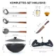 Kasan aus Gusseisen, Aluminiumdeckel, flacher Boden, Ø 46,5 cm, 16 l + Ständer + Küchenzubehör