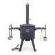 Utschak Feuerofen Ø 44 cm + Gusseisen-Kasan 16 l, Ø 46,5 cm, flacher Boden + Küchenzubehör, Usbekischer Kochtopf aus Gusseisen