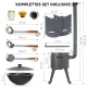 Набор - Учаг с трубой Ø 44 см + казан  Ø 46,5 см, 16 л + термометр + удлинитель+ ролики: 4 шт.+ столик: 2 шт.+ шумовка + поварёшка + ручка