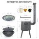 Utschak Feuerofen Ø 40 cm + Gusseisen-Kasan 12 L, Ø 42,5 cm, runder Boden + Küchenzubehör, Usbekischer Kochtopf aus Gusseisen