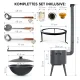 Utschak Feuerofen Ø 40 cm + Gusseisen-Kasan 12 L, flacher Boden + Küchenzubehör, Usbekischer Kochtopf aus Gusseisen
