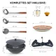 Kasan aus Gusseisen, Aluminiumdeckel, runder Boden, Ø 36,7 cm, 10 l + Ständer + Lagan Ø 32 cm + Küchenzubehör