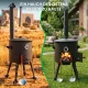 Utschak Feuerofen Ø 44 cm + Gusseisen-Kasan 16 l, Ø 46,5 cm, flacher Boden + Küchenzubehör, Usbekischer Kochtopf aus Gusseisen