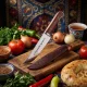 Узбекский нож Пчак, 29 см с гравировкой G008 - Королева кухни