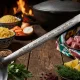 Usbekischer Schaumlöffel für Plov 48 cm, mit Gravur - Plov ist Gold, das Feuer ist seine Probe