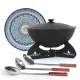 Kasan aus Gusseisen, Aluminiumdeckel, flacher Boden, Ø 42,5 cm, 12 l + Untersetzer + Lagan Ø 37 cm + Küchenutensilien