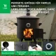Utschak Feuerofen Ø 44 cm + Gusseisen-Kasan 16 l, Ø 46,5 cm, flacher Boden + Küchenzubehör, Usbekischer Kochtopf aus Gusseisen
