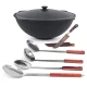 Kasan aus Gusseisen, Aluminiumdeckel, flacher Boden, 22 l, Ø 52,7 + Küchenzubehör