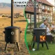 Utschak Feuerofen Ø 44 cm + Gusseisen-Kasan 16 l, Ø 46,5 cm, flacher Boden + Küchenzubehör, Usbekischer Kochtopf aus Gusseisen