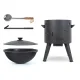 Set - Feuerofen - KazanoFF, für usbekischen Kasan 16 Liter, Ø 44 cm + Gusseisenkasan, Aluminiumdeckel, flacher Boden, Ø 46,5 cm, 16 l + Schaumlöffel 4