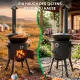 Utschak Feuerofen Ø 44 cm + Gusseisen-Kasan 16 l, Ø 46,5 cm, flacher Boden + Küchenzubehör, Usbekischer Kochtopf aus Gusseisen
