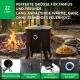 Utschak Feuerofen Ø 49 cm + Gusseisen-Kasan 22 L, Ø 52,7 cm, flacher Boden + Küchenzubehör, Usbekischer Kochtopf aus Gusseisen