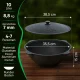 Utschak Feuerofen Ø 36 cm + Gusseisen-Kasan 10 L, runder Boden + Küchenzubehör, Usbekischer Kochtopf aus Gusseisen für Grill & Plov