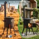 Utschak Feuerofen Ø 44 cm + Gusseisen-Kasan 16 l, Ø 46,5 cm, runder Boden + Küchenzubehör, Usbekischer Kochtopf aus Gusseisen
