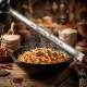 Usbekische Schaumkelle für Plov 48 cm, mit Gravur. Schaumkelle des Meisters