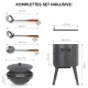 Учаг печь Ø 40 см + чугунный казан 12 л, круглое дно + кухонные принадлежности, узбекский чугунный казан для гриля и плова