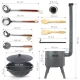 Набор - Печь - КазаноFF, 22 литра, Ø 49 см + термометр + удлинитель трубы + казан чугунный, круглое дно, 22 л, Ø 52,7 см + шумовка: 3 шт. + поварёшка 