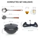 Kasan aus Gusseisen, Aluminiumdeckel, runder Boden, 22 l, Ø 52,7 + Ständer + Küchenzubehör