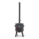Utschak Feuerofen Ø 44 cm + Gusseisen-Kasan 16 l, Ø 46,5 cm, flacher Boden + Küchenzubehör, Usbekischer Kochtopf aus Gusseisen