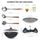 Kasan aus Gusseisen, Aluminiumdeckel, flacher Boden, 22 l, Ø 52,7 cm + Ständer + Lagan Ø 42 cm + Küchenzubehör
