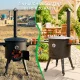 Utschak Feuerofen Ø 49 cm + Gusseisen-Kasan 22 L, flacher Boden + Küchenzubehör, Usbekischer Kochtopf aus Gusseisen