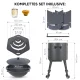 Utschak Feuerofen Ø 40 cm + Gusseisen-Kasan 12 L, runder Boden, Transportrollen, Ablagetische, Ofenplatte + Küchenzubehör, Usbekischer Kochtopf aus Gu
