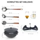 Kasan aus Gusseisen, Aluminiumdeckel, runder Boden, 22 l, Ø 52,7 + Ständer + Küchenzubehör