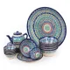 Сервиз чайный макси - Мехроб синий - MSV1 - BЖ - Риштанская керамика - 21 предмет
